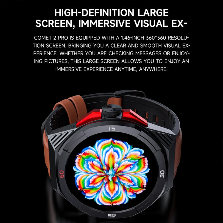 LOKMAT COMET2 PRO 1.46-Inch 5ATM Waterproof Bluetooth Call Smart Watch, Color: Black Leather - Smart Watches by LOKMAT | Online Shopping South Africa | PMC TechLife | Buy Now Pay Later Mobicred