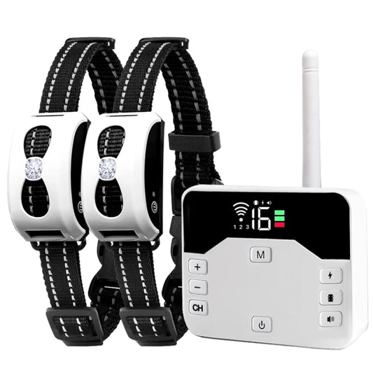 1 Drag 2 Pet Electronic Fence Wireless Stop Barker Outdoor Dog Collar Remote Control Dog Trainer(White) - Training Aids by PMC Jewellery | Online Shopping South Africa | PMC Jewellery | Buy Now Pay Later Mobicred