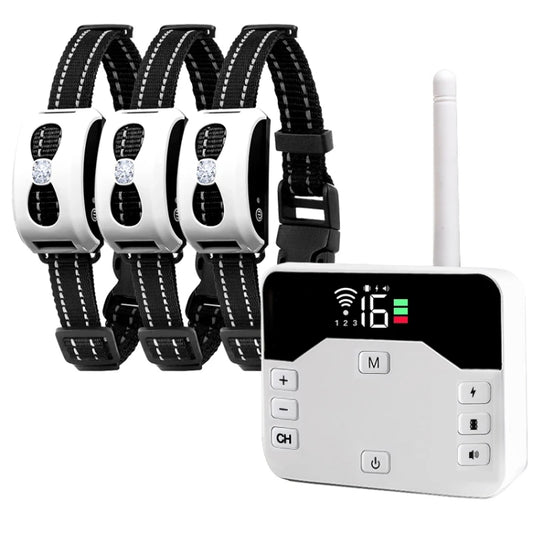 1 Drag 3 Pet Electronic Fence Wireless Stop Barker Outdoor Dog Collar Remote Control Dog Trainer(White) - Training Aids by PMC Jewellery | Online Shopping South Africa | PMC Jewellery | Buy Now Pay Later Mobicred