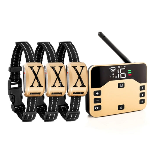 1 Drag 3 Pet Electronic Fence Wireless Stop Barker Outdoor Dog Collar Remote Control Dog Trainer(Gold) - Training Aids by PMC Jewellery | Online Shopping South Africa | PMC Jewellery | Buy Now Pay Later Mobicred