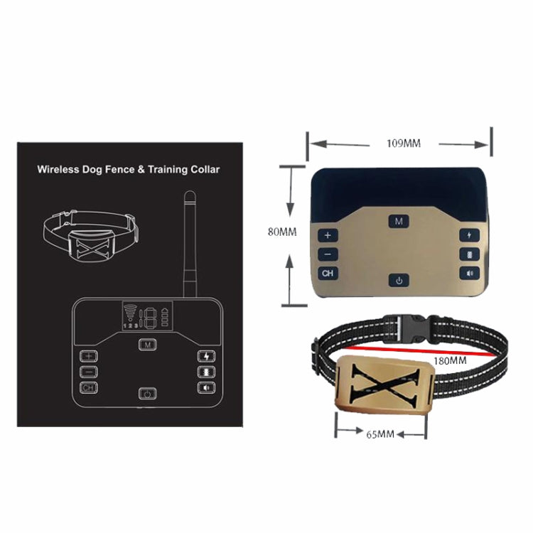 1 Drag 2 Pet Electronic Fence Wireless Stop Barker Outdoor Dog Collar Remote Control Dog Trainer(Gold) - Training Aids by PMC TechLife | Online Shopping South Africa | PMC TechLife | Buy Now Pay Later Mobicred