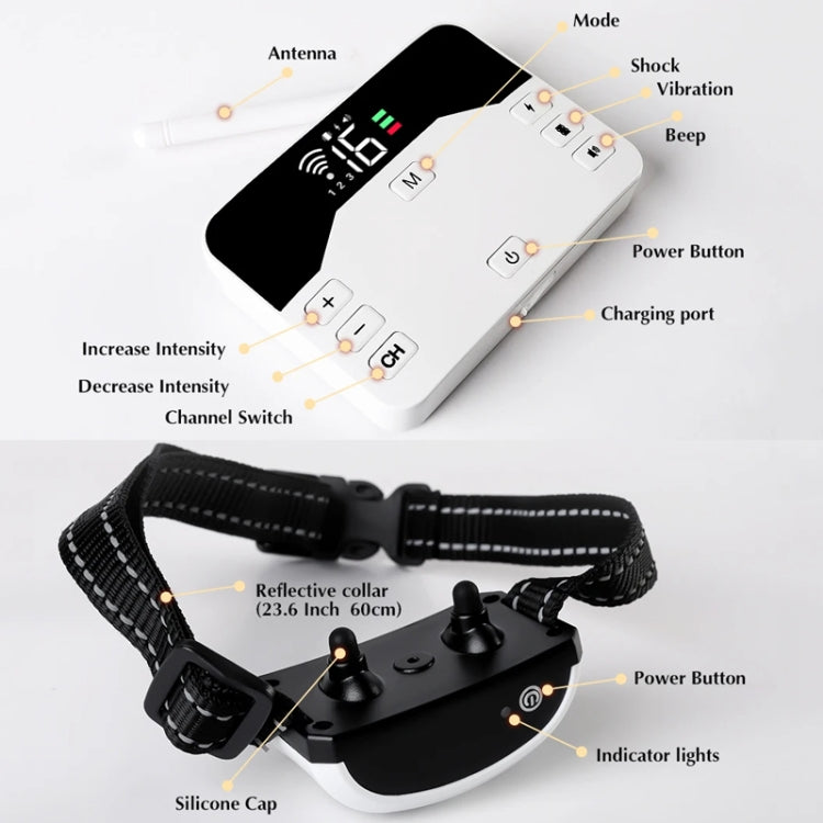 1 Drag 2 Pet Electronic Fence Wireless Stop Barker Outdoor Dog Collar Remote Control Dog Trainer(White) - Training Aids by PMC TechLife | Online Shopping South Africa | PMC TechLife | Buy Now Pay Later Mobicred