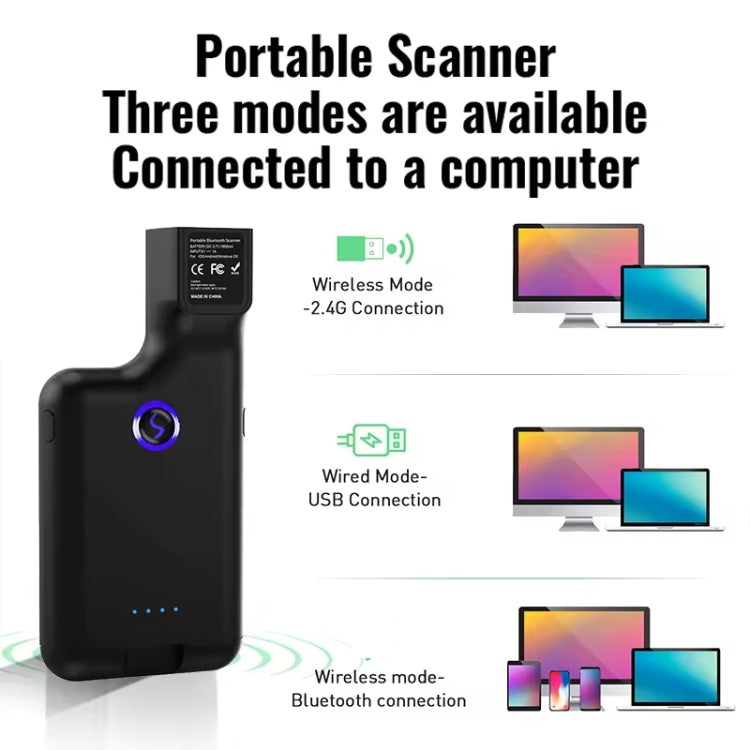 1D Bluetooth Barcode Scanner Wireless Back Clip Phone Barcode Reader - Barcode Scanner by PMC TechLife | Online Shopping South Africa | PMC TechLife | Buy Now Pay Later Mobicred