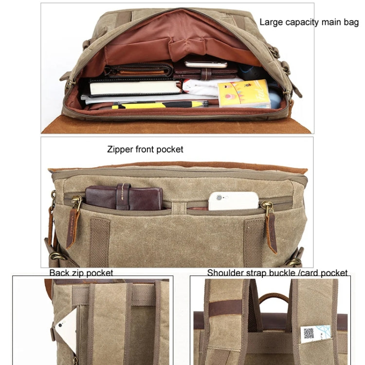 Vintage Camera Bag Waterproof  Canvas Backpack with Laptop Compartment Tripod Holder(Army Green) - Backpack by PMC TechLife | Online Shopping South Africa | PMC TechLife | Buy Now Pay Later Mobicred