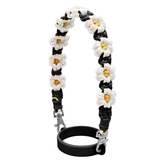 For 16-40oz Stanley Mug Lanyard Silicone Loop Boho Daisy Cute Flower Hand-Woven Mug Cover(Black) - Kettles by PMC Jewellery | Online Shopping South Africa | PMC Jewellery | Buy Now Pay Later Mobicred