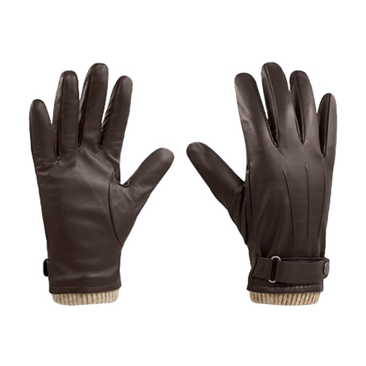 Autumn And Winter Padded Leather Gloves Business Simple Outdoor Sports Warm Gloves, Size: M(Brown) - Full Finger Gloves by PMC Jewellery | Online Shopping South Africa | PMC Jewellery | Buy Now Pay Later Mobicred