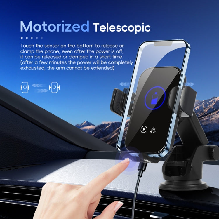 Fast Charging Retractable Recharging Cell Phone Holder With Wireless CarPlay Android Auto Function(Standard) - Wireless Charger Holders by PMC TechLife | Online Shopping South Africa | PMC TechLife | Buy Now Pay Later Mobicred