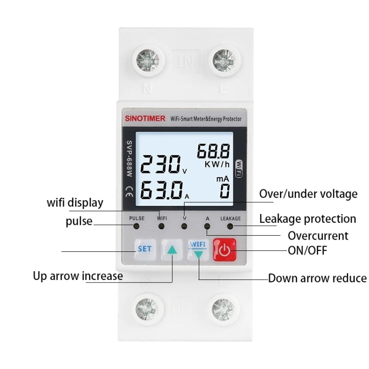 SINOTIMER SVP-688W  TUYA APP WiFi Smart Circuit Breaker Over Under Voltage Protector - free shipping - PMC TechLife - Order now!