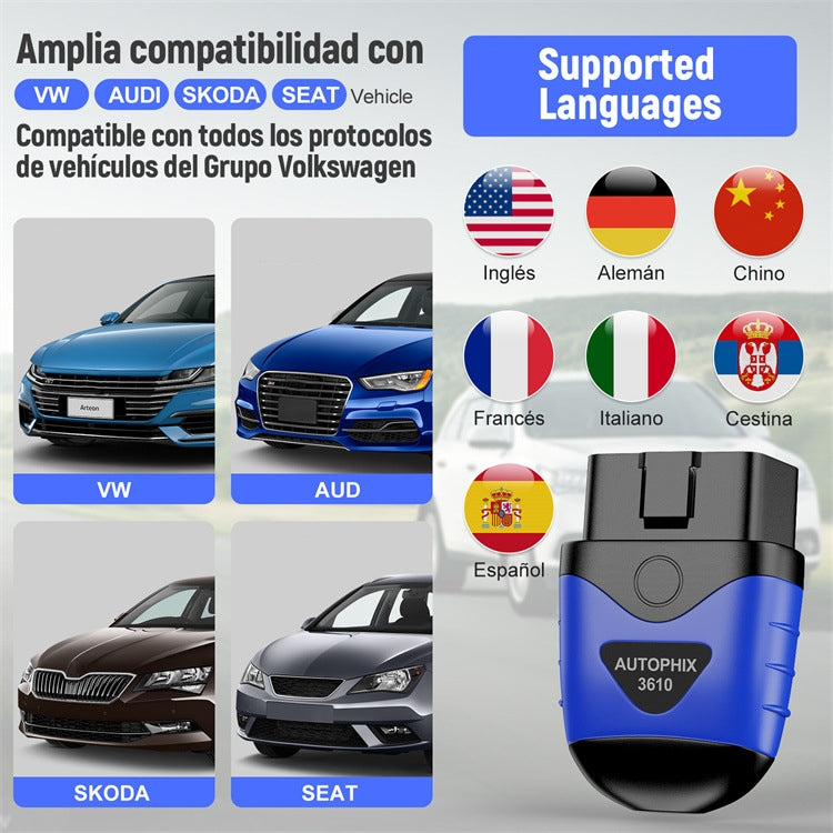AUTOPHIX 3610 Bluetooth Car Full System Diagnostic Scanner For VW / AUDI / SKODA / SEAT - free shipping - PMC TechLife - Order now!