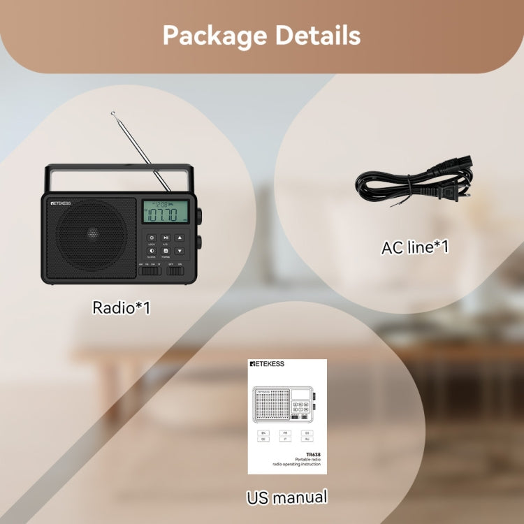 Retekess TR638 LCD Digital Display Full-Band Bluetooth FM Radio Support External Antenna(EU Plug) - Radio Player by Retekess | Online Shopping South Africa | PMC Jewellery | Buy Now Pay Later Mobicred