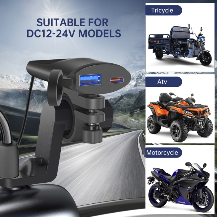 Motorcycle PD+USB Fast Charging Mobile Phone Charger Rearview Mirror Extension Bracket - Battery Charger by PMC Jewellery | Online Shopping South Africa | PMC Jewellery | Buy Now Pay Later Mobicred