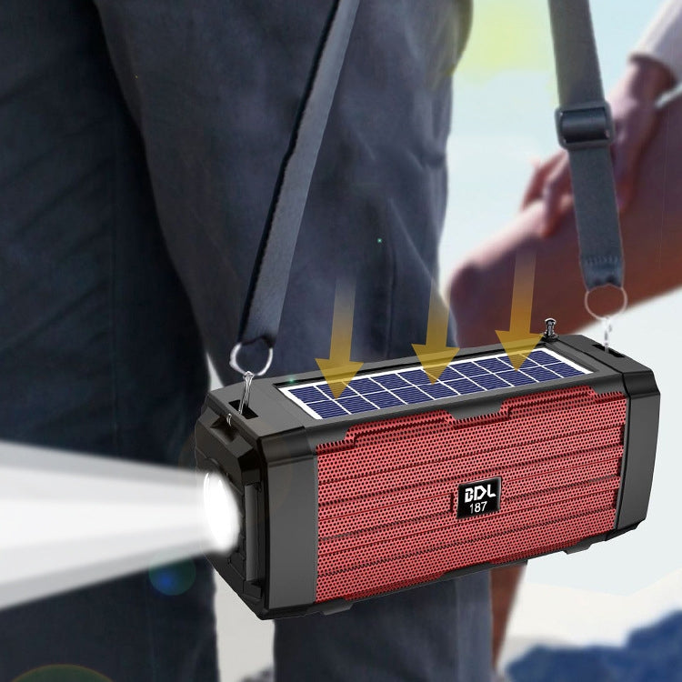 BDL-187 LED Light Solar Wireless Bluetooth Speaker Portable Outdoor Camping FM Radio(Black) - Radio Player by PMC TechLife | Online Shopping South Africa | PMC TechLife | Buy Now Pay Later Mobicred
