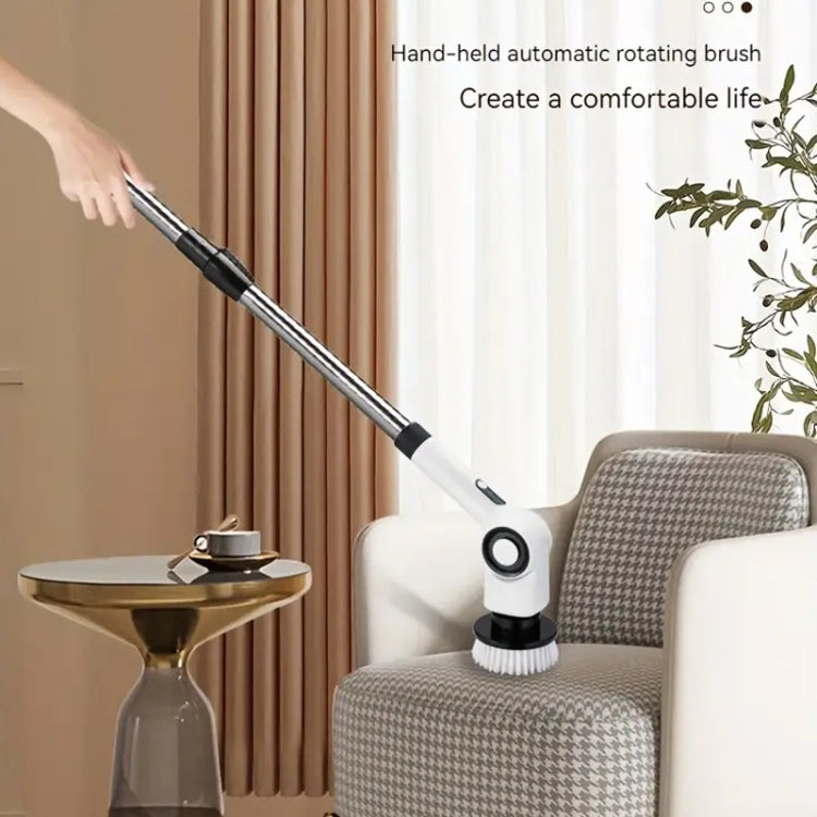 7 In 1 Electric Spin Scrubber Rechargeable Waterproof Floor Clean Bush with 23.6 Inch Adjustable Handle(White) - Sponges, Cloths & Brushes by PMC TechLife | Online Shopping South Africa | PMC TechLife | Buy Now Pay Later Mobicred