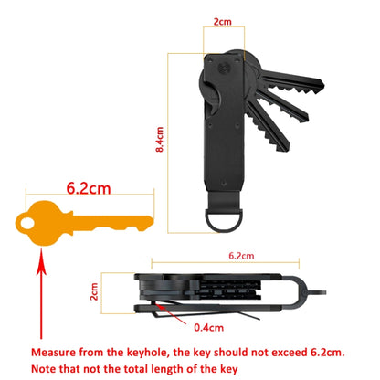 Compact Key Organizer Metal Key Chain Can Hold 2-6 Keys Blue Forged Carbon - Key Rings by PMC Jewellery | Online Shopping South Africa | PMC Jewellery | Buy Now Pay Later Mobicred