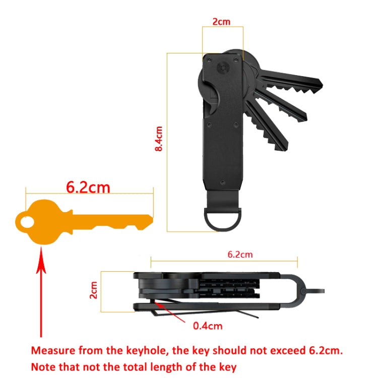 Compact Key Organizer Metal Key Chain Can Hold 2-6 Keys Black Forged Carbon - Key Rings by PMC TechLife | Online Shopping South Africa | PMC TechLife | Buy Now Pay Later Mobicred