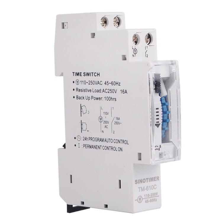 SINOTIMER  TM610C 110-250V 16A Quartz Mechanical Timer 24 Hours Programmable Din Rail Relay - Switch by SINOTIMER | Online Shopping South Africa | PMC TechLife | Buy Now Pay Later Mobicred
