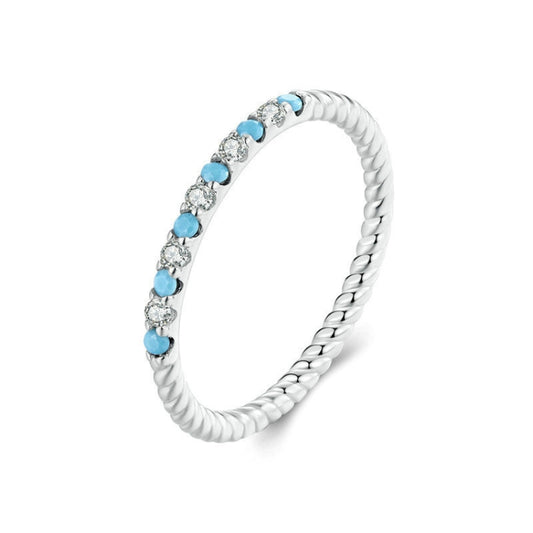 S925 Sterling Silver Platinum Zircon Vintage Blue Turquoise Ring(No.7) - Rings by PMC Jewellery | Online Shopping South Africa | PMC Jewellery | Buy Now Pay Later Mobicred