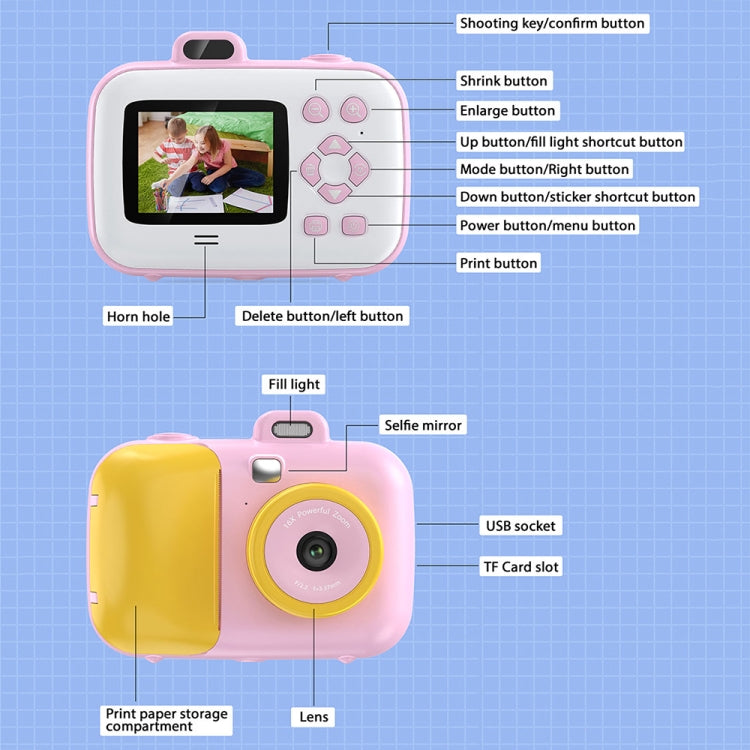 2.4-Inch Smart Digital Kids Thermal Printing Camera With Printing Paper, Color: 503J Blue Fixed Focus - Children Cameras by PMC TechLife | Online Shopping South Africa | PMC TechLife | Buy Now Pay Later Mobicred