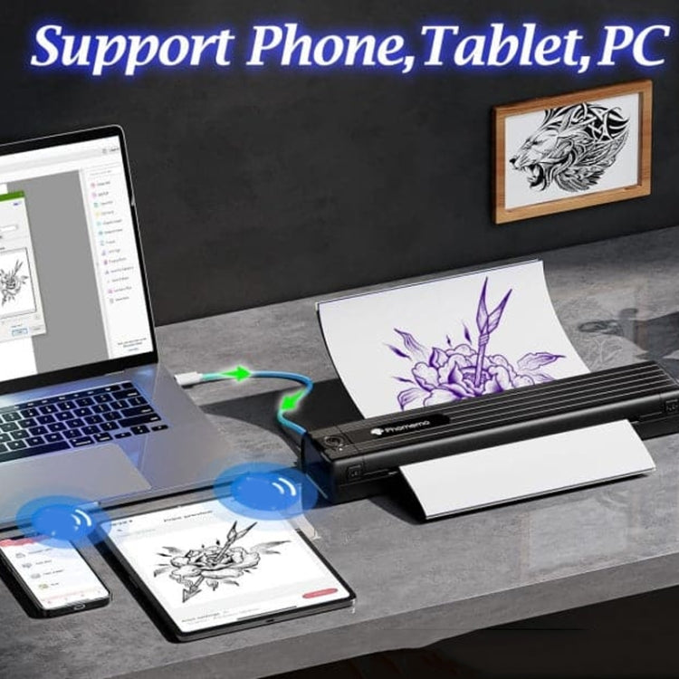 Phomemo TP83-BK Wireless Tattoo Stencil Printer With 10pcs Transfer Paper(Black) - free shipping - PMC TechLife - Order now!