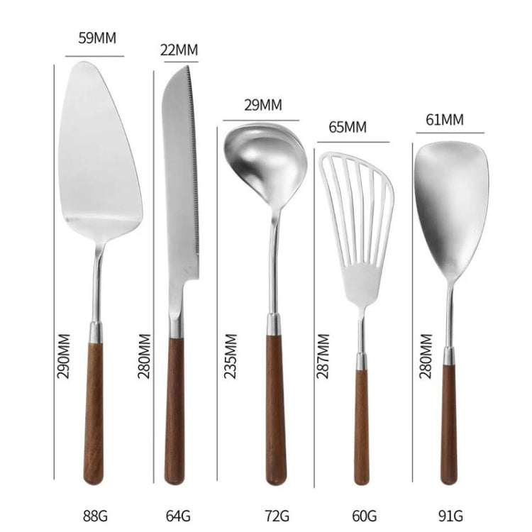 304 Stainless Steel Walnut Handle Cooking Tools Home Restaurant Kitchen Gadgets, Style: Cake Spatula - Cooking Tools by PMC TechLife | Online Shopping South Africa | PMC TechLife | Buy Now Pay Later Mobicred