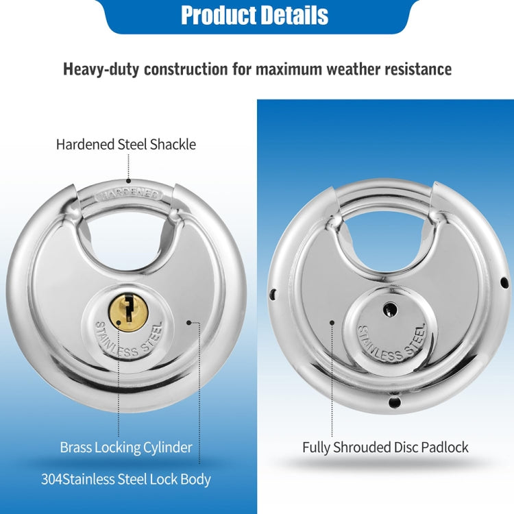 80mm Household Anti-Theft Rust-Proof And Waterproof Pure Copper Core Round Padlock - Padlocks by PMc TechLife | Online Shopping South Africa | PMc TechLife | Buy Now Pay Later Mobicred