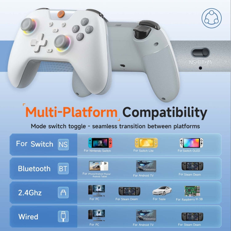 EasySMX X05 Wireless Gamepad Hall RGB Effect Controller For PC / Phone / Switch / Steam Deck(White) - free shipping - PMC Jewellery - Order now!