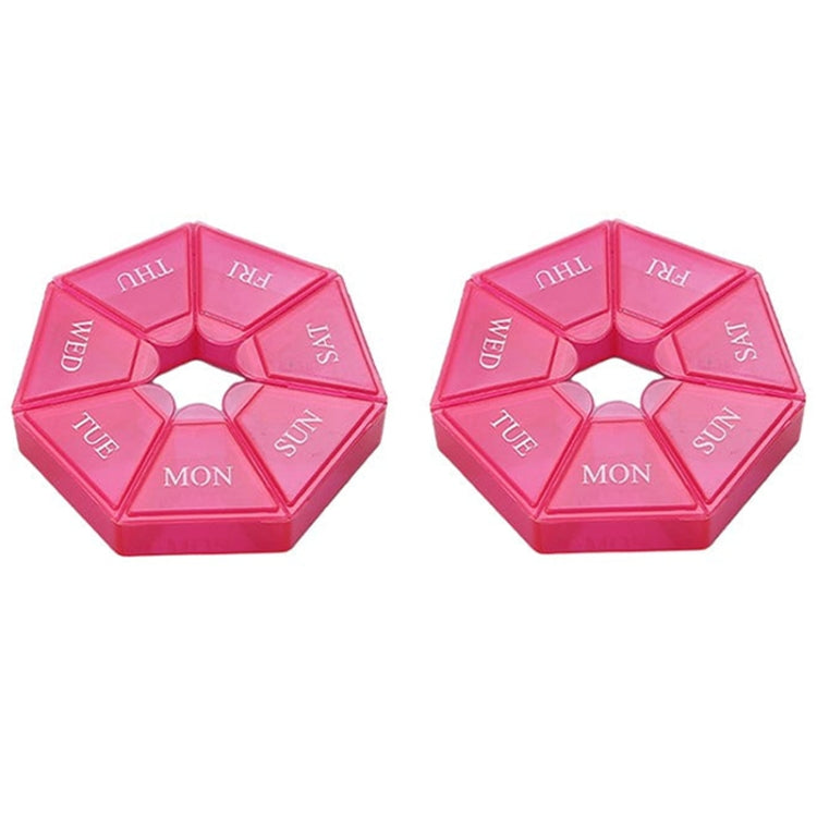 2pcs Portable Transparent Moisture-Proof Weekly 7-grids Pill Storage Box(Rose Pink) - free shipping - PMC TechLife - Order now!