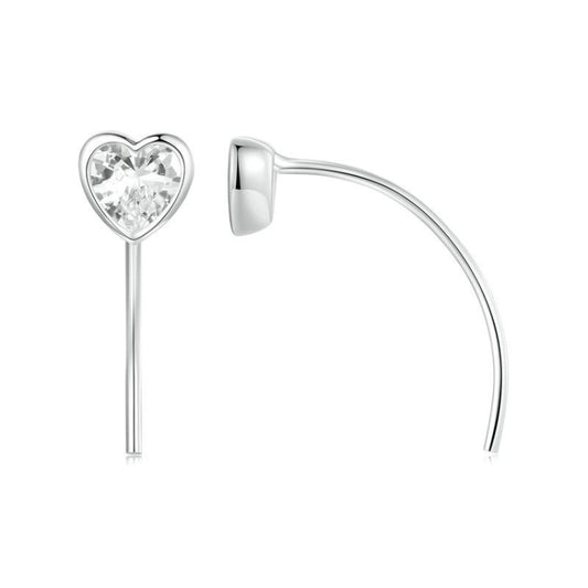 S925 Sterling Silver Playful Heart Zircon Earrings(BSE1003) - Stud Earrings & Earrings by PMC Jewellery | Online Shopping South Africa | PMC Jewellery | Buy Now Pay Later Mobicred