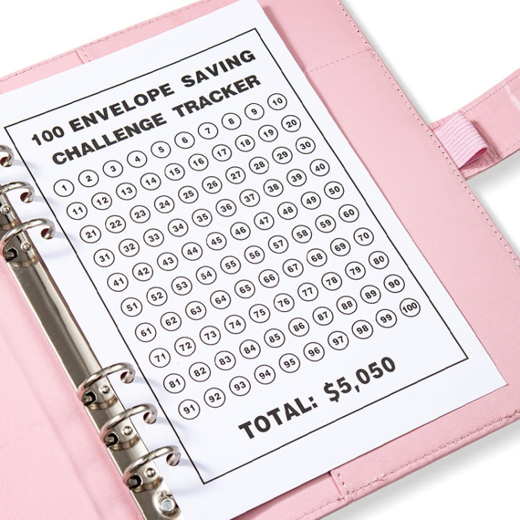 A5 100 Day Savings Challenge Envelope Budget Planner Binder Notebook Handbook, Color: Pattern Pink - Notebooks by PMC TechLife | Online Shopping South Africa | PMC TechLife | Buy Now Pay Later Mobicred
