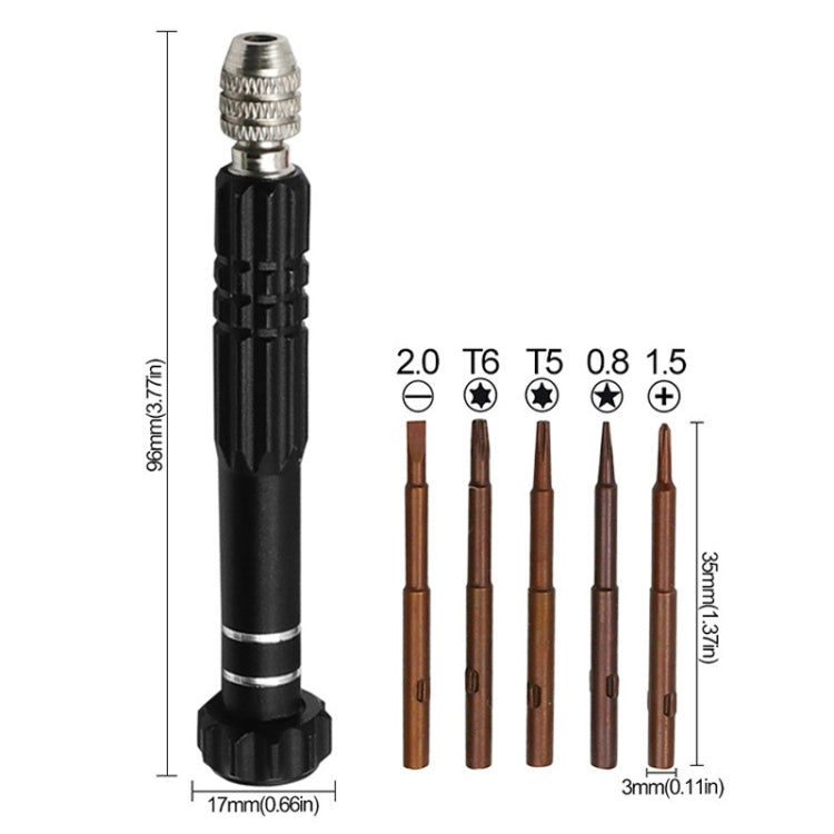 5 In 1 Aluminum Alloy Screwdriver Cell Phone Disassembly And Repair Tools(Black) - Screwdriver Set by PMC Jewellery | Online Shopping South Africa | PMC Jewellery | Buy Now Pay Later Mobicred