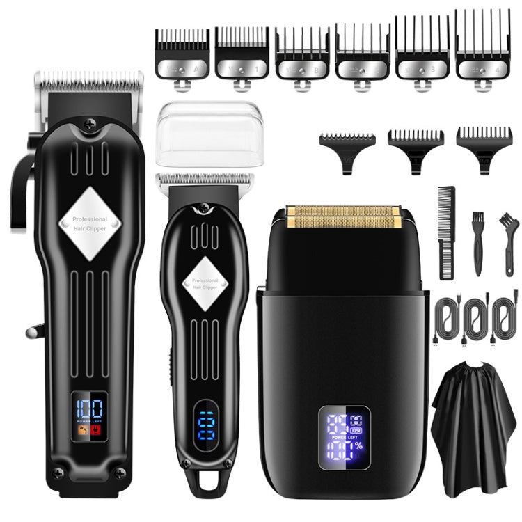 3pcs /Set Men Home Hair Salon High-power Hair Clipper(Black) - free shipping - PMC TechLife - Order now!