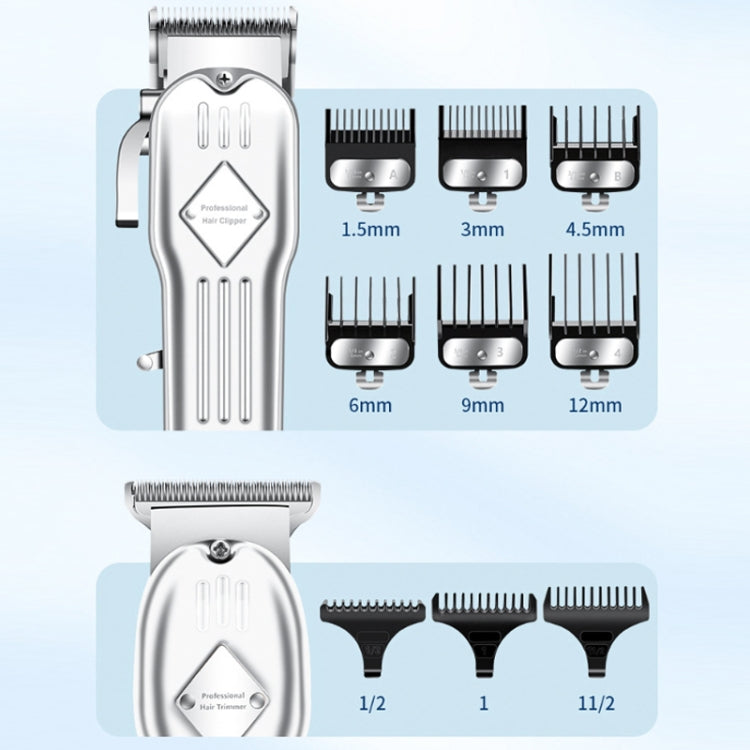 3pcs /Set Men Home Hair Salon High-power Hair Clipper(Silver) - free shipping - PMC TechLife - Order now!