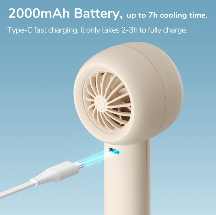JisuLife FA42 Handheld Portable Small Rechargeable Turbo Fan, Color: White 2000mAh - free shipping - PMC TechLife - Order now!