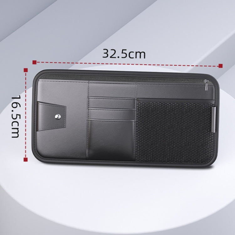 Car Sun Visor Card Glasses Holder Zipper Storage Bag(Brown) - Sunglasses & Glasses Clips by PMC Jewellery | Online Shopping South Africa | PMC Jewellery | Buy Now Pay Later Mobicred