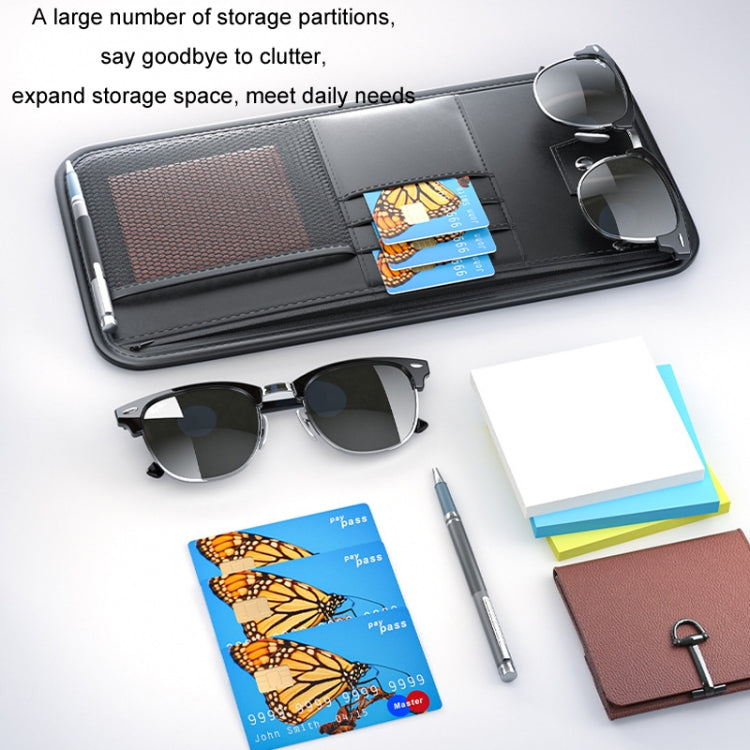 Car Sun Visor Card Glasses Holder Zipper Storage Bag(Brown) - Sunglasses & Glasses Clips by PMC Jewellery | Online Shopping South Africa | PMC Jewellery | Buy Now Pay Later Mobicred