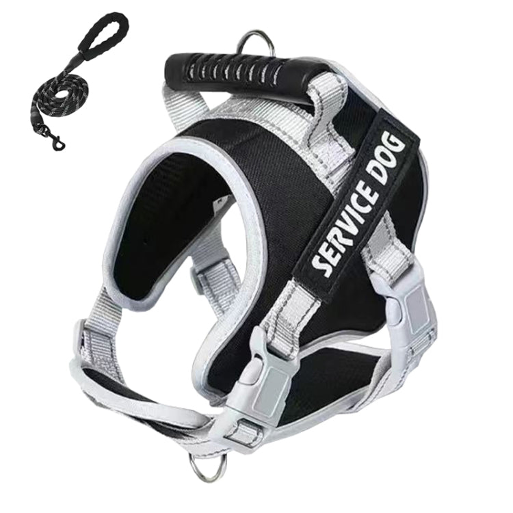 Large Dog Explosion Proof Punch Chest Harness Dog Travelling Leash, Style: Black+2m Round Rope(XL) - Leashes & Chest Strap by PMC TechLife | Online Shopping South Africa | PMC TechLife | Buy Now Pay Later Mobicred