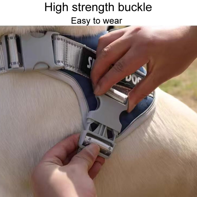 Large Dog Explosion Proof Punch Chest Harness Dog Travelling Leash, Style: Black+1.5m Round Rope(XL) - free shipping - PMC TechLife - Order now!