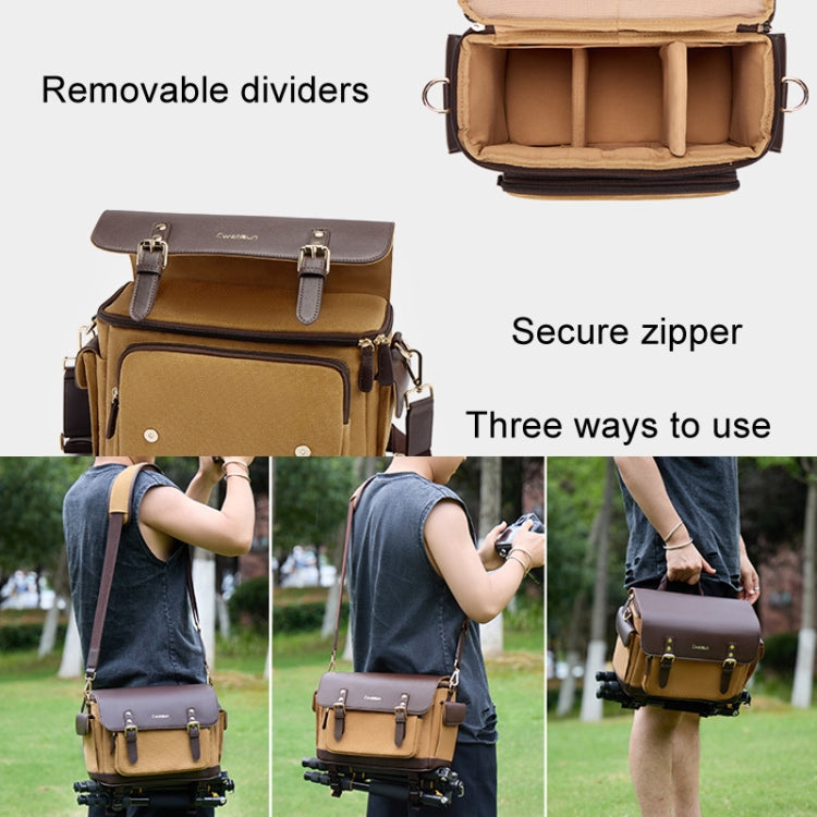 Cwatcun D127 Single Shoulder Vintage Waterproof Canvas Bag DSLR Camera Photo Bag - free shipping - PMC TechLife - Order now!