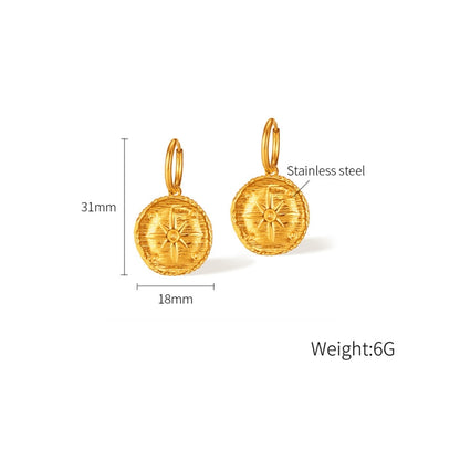 OPK GE916 1pair Simple Stainless Steel Round Plaque Earrings Gold Plated Stud Earrings Accessories - Stud Earrings & Earrings by OPK | Online Shopping South Africa | PMC Jewellery | Buy Now Pay Later Mobicred