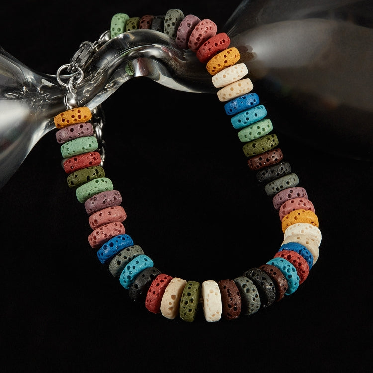 OPK GS1545 Stainless Steel Chain Colorful Volcanic Stone Bracelet - Bracelets by OPK | Online Shopping South Africa | PMC Jewellery | Buy Now Pay Later Mobicred