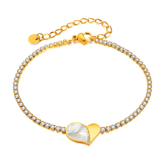 OPK GS1549 Stainless Steel With Diamonds Bracelet Love Heart Shell Hand Jewelry, Color: Gold - Bracelets by OPK | Online Shopping South Africa | PMC Jewellery | Buy Now Pay Later Mobicred