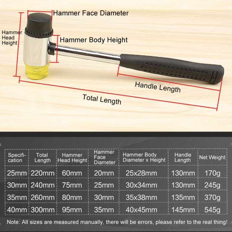 30mm No Bounce Mounting Hammer Handmade DIY Double Face Tap Rubber Hammer - Hammer by PMC TechLife | Online Shopping South Africa | PMC TechLife | Buy Now Pay Later Mobicred