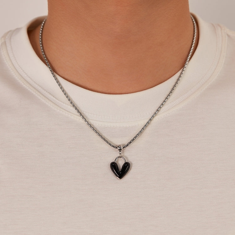 OPK GX2411 Oil Drip Love Alloy Pendant Stainless Steel Necklace - Necklaces & Pendants by OPK | Online Shopping South Africa | PMC Jewellery | Buy Now Pay Later Mobicred