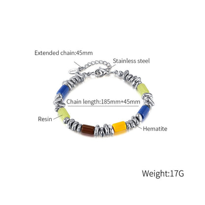 OPK GS1559 Black Gallstone Resin Stainless Steel Jewelry - Bracelets by OPK | Online Shopping South Africa | PMC Jewellery | Buy Now Pay Later Mobicred