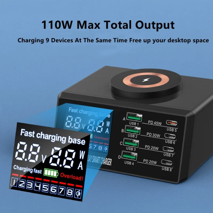 X9M 9-in-1 110W USB+PD Smart Multi-ports QI Magnetic Wireless Charger, Spec: Black US Plug - Multifunction Charger by PMC Jewellery | Online Shopping South Africa | PMC Jewellery | Buy Now Pay Later Mobicred