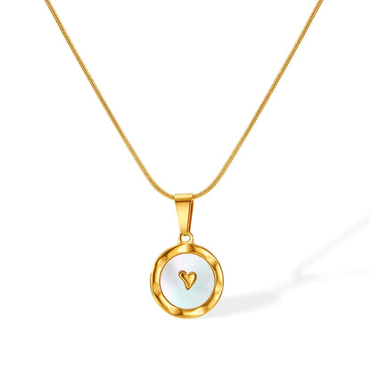 OPK GX2425 Stainless Steel Round Heart Pendant Temperament Collarbone Chain - Necklaces & Pendants by OPK | Online Shopping South Africa | PMC Jewellery | Buy Now Pay Later Mobicred