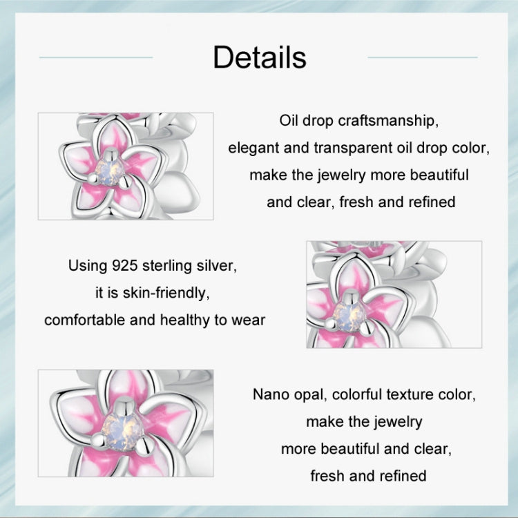 S925 Sterling Silver Gradient Cherry Blossom DIY Spacer Beads(SCC2818) - Jewelry Accessories by PMC Jewellery | Online Shopping South Africa | PMC Jewellery | Buy Now Pay Later Mobicred