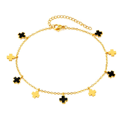 OPK GZ197 Simple Geometric Cross Stainless Steel Anklets(Gold) - Anklets by OPK | Online Shopping South Africa | PMC Jewellery | Buy Now Pay Later Mobicred