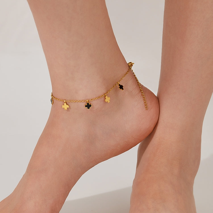 OPK GZ197 Simple Geometric Cross Stainless Steel Anklets(Gold) - Anklets by OPK | Online Shopping South Africa | PMC Jewellery | Buy Now Pay Later Mobicred