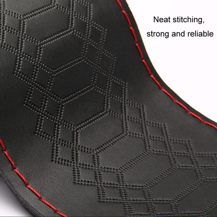 38cm Four-season Embossed Hand-sewn Cowhide Steering Wheel Cover(Black+Red Line) - Steering Wheel Accessories by PMC TechLife | Online Shopping South Africa | PMC TechLife | Buy Now Pay Later Mobicred